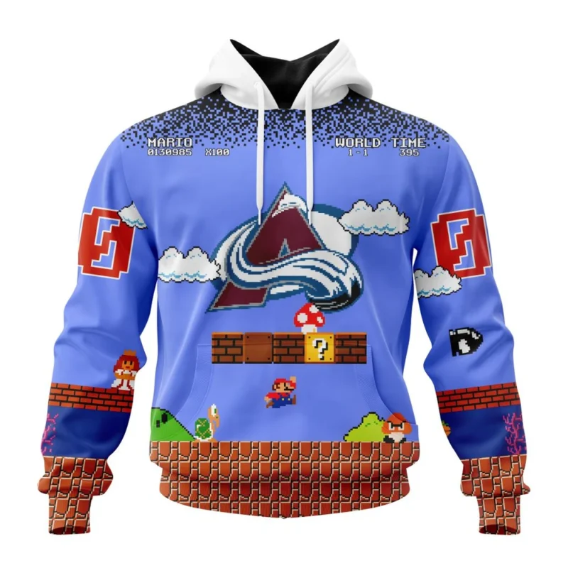 NHL Colorado Avalanche Special Kits With Super Mario Game Design,QTNHL080524A286