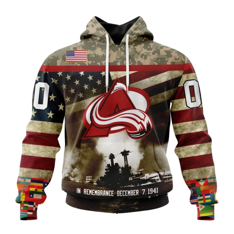 NHL Colorado Avalanche, Specialized Unisex Kits Remember Pearl Harbor,QTNHL080524A2992