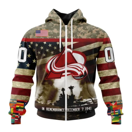 NHL Colorado Avalanche, Specialized Unisex Kits Remember Pearl Harbor,QTNHL 080524B2992