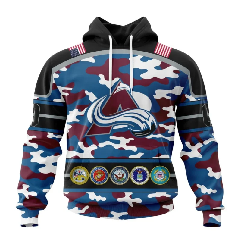 NHL Colorado Avalanche, Specialized Design Wih Camo Team Color And Military Force Logo,QTNHL080524A3546