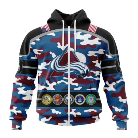 NHL Colorado Avalanche, Specialized Design Wih Camo Team Color And Military Force Logo,QTNHL 080524B3546