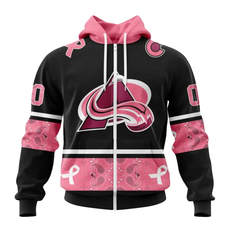 NHL Colorado Avalanche, Specialized Design In Classic Style With Paisley, In October We Wear Pink Breast Cancer,QTNHL 080524B3601