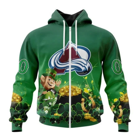 NHL Personalized Name And Number, Colorado Avalanche Special Design For St. Patrick' Day,QTNHL Personalized Name And Number,080524B912