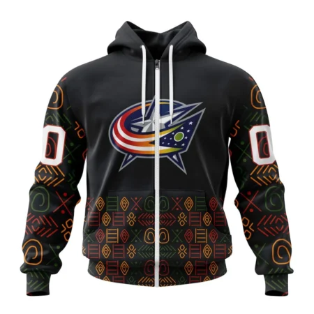 NHL Personalized Name And Number, Columbus Blue Jackets Special Design For Black History Month,QTNHL Personalized Name And Number,080524B1068