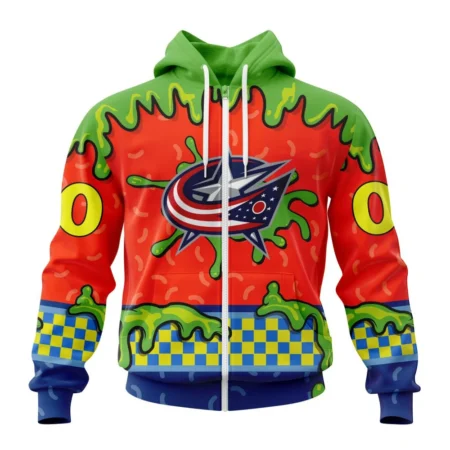 NHL Personalized Name And Number, Columbus Blue Jackets Special Nickelodeon Design,QTNHL Personalized Name And Number,080524B1191