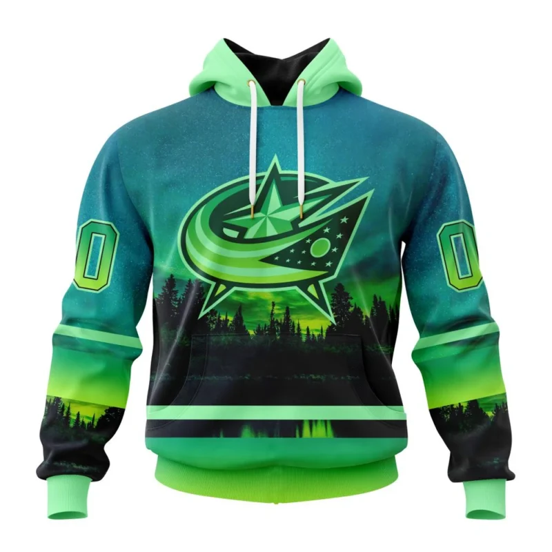 NHL Columbus Blue Jackets Special Northern Lights Design,QTNHL080524A1386