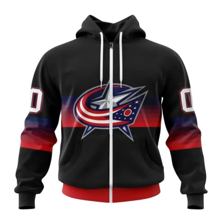 NHL Personalized Name And Number, Columbus Blue Jackets Special Black And Gradient Design,QTNHL Personalized Name And Number,080524B1417