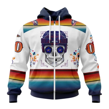 NHL Personalized Name And Number, Columbus Blue Jackets Special Design For Dia De Los Muertos,QTNHL Personalized Name And Number,080524B1457