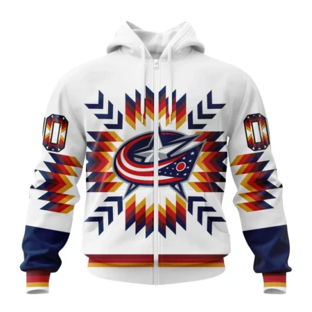 NHL Personalized Name And Number, Columbus Blue Jackets Special Design With Native Pattern,QTNHL Personalized Name And Number,080524B1589