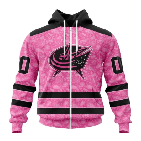 NHL Personalized Name And Number, Columbus Blue Jackets Special Pink Fight Breast Cancer,QTNHL Personalized Name And Number,080524B1650