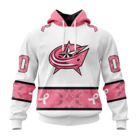 NHL Columbus Blue Jackets In Classic Style With Paisley, In October We Wear Pink Breast Cancer,QTNHL080524A1680