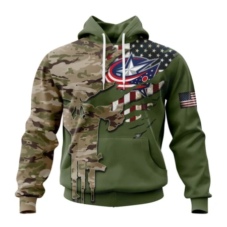 NHL Columbus Blue Jackets Special Camo Skull Design,QTNHL080524A1722