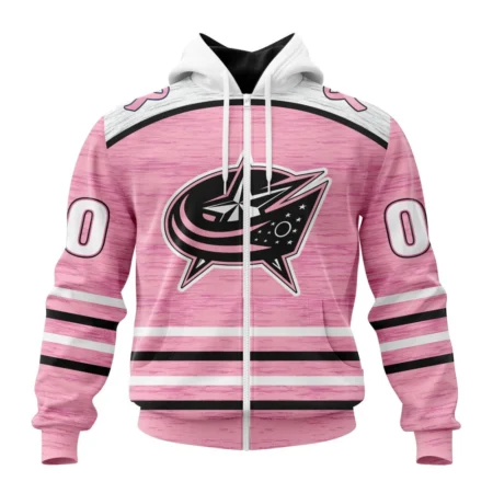 NHL Personalized Name And Number, Columbus Blue Jackets Special Pink Fight Breast Cancer Design,QTNHL Personalized Name And Number,080524B1754