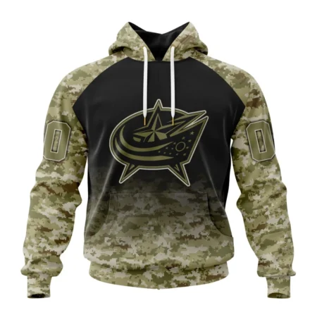 NHL Columbus Blue Jackets Special Camo Design For Veterans Day,QTNHL080524A1786