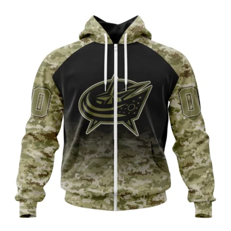 NHL Personalized Name And Number, Columbus Blue Jackets Special Camo Design For Veterans Day,QTNHL Personalized Name And Number,080524B1786