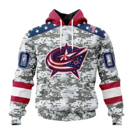 NHL Columbus Blue Jackets Special Camo Design For Veterans Day,QTNHL080524A1810