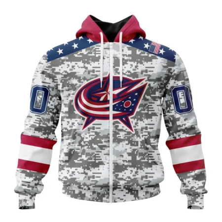 NHL Personalized Name And Number, Columbus Blue Jackets Special Camo Design For Veterans Day,QTNHL Personalized Name And Number,080524B1810