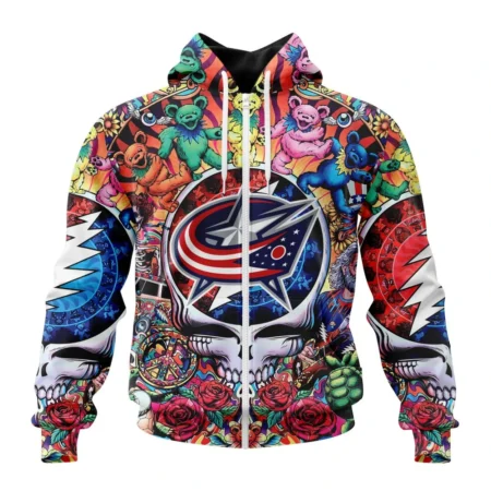 NHL Personalized Name And Number, Columbus Blue Jackets Special Grateful Dead Design,QTNHL Personalized Name And Number,080524B1895