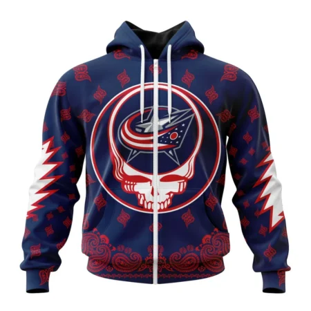 NHL Personalized Name And Number, Columbus Blue Jackets Special Grateful Dead Design,QTNHL Personalized Name And Number,080524B1918