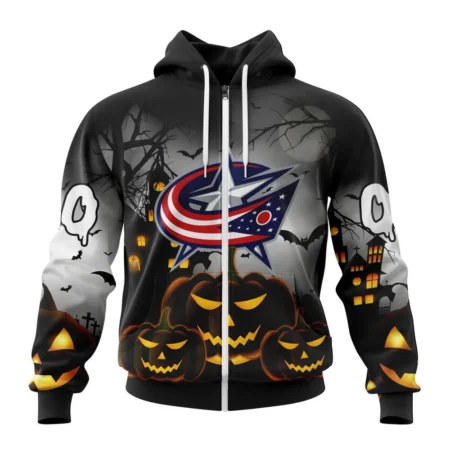 NHL Personalized Name And Number, Columbus Blue Jackets Special Design For Halloween,QTNHL Personalized Name And Number,080524B2005