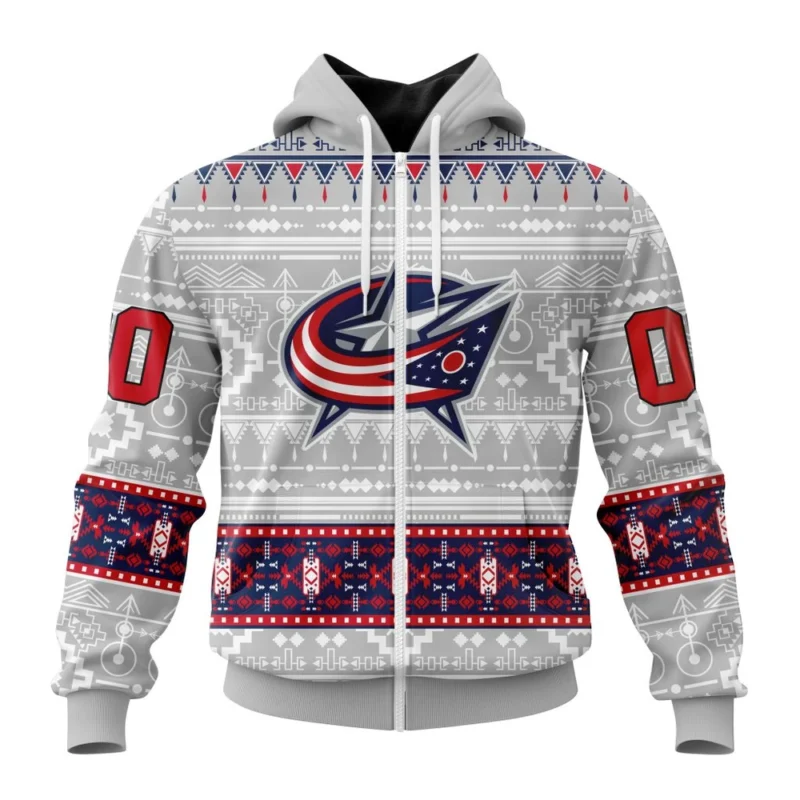 NHL Personalized Name And Number, Columbus Blue Jackets Special Native Design,QTNHL Personalized Name And Number,080524B2066