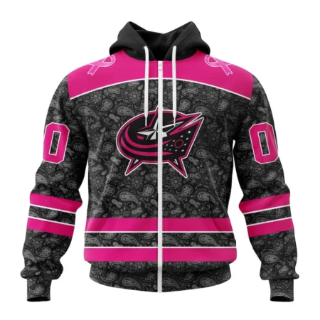 NHL Personalized Name And Number, Columbus Blue Jackets Special Pink In The Rink Fight Breast Cancer,QTNHL Personalized Name And Number,080524B2091