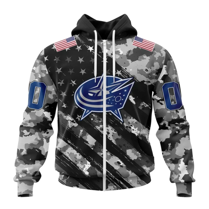 NHL Personalized Name And Number, Columbus Blue Jackets Special Camo Military Design,QTNHL Personalized Name And Number,080524B2184