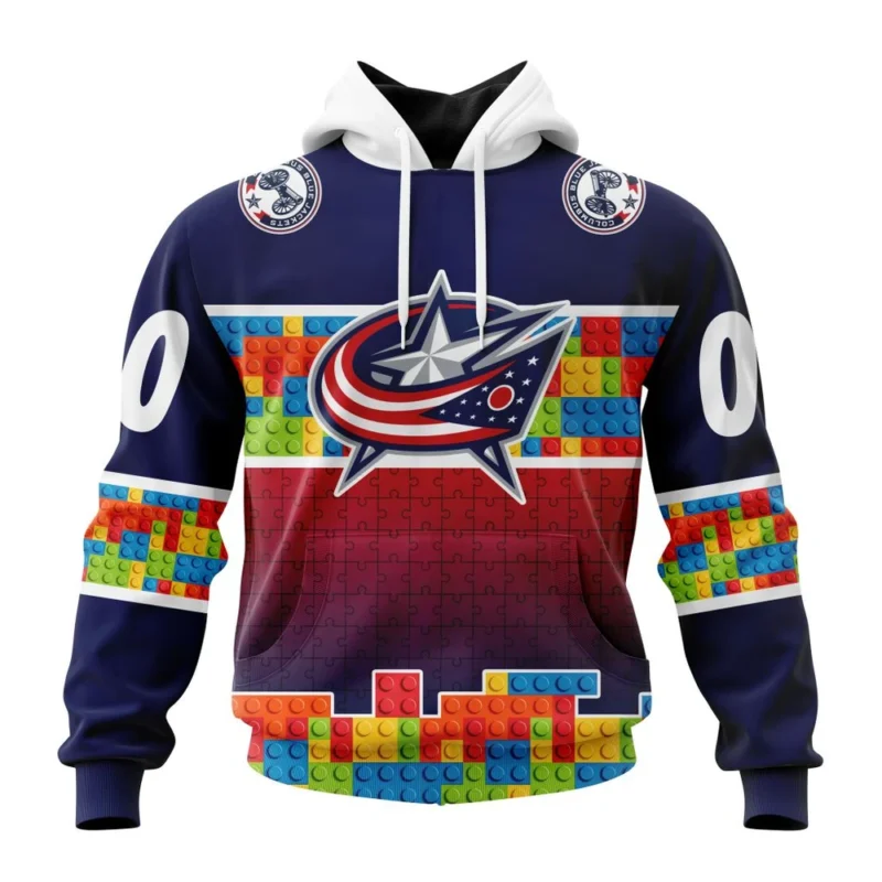 NHL Columbus Blue Jackets Special Autism Awareness Design ,QTNHL080524A2248