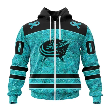 NHL Personalized Name And Number, Columbus Blue Jackets Special Design Fight Ovarian Cancer,QTNHL Personalized Name And Number,080524B2428