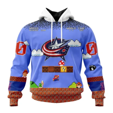 NHL Columbus Blue Jackets Special Kits With Super Mario Game Design,QTNHL080524A2455