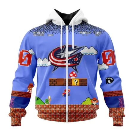 NHL Personalized Name And Number, Columbus Blue Jackets Special Kits With Super Mario Game Design,QTNHL Personalized Name And Number,080524B2455