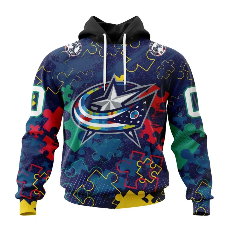 NHL Columbus Blue Jackets, Specialized Fearless Aganst Autism,QTNHL080524A2637