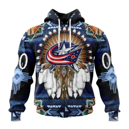 NHL Columbus Blue Jackets Special Native Costume Design,QTNHL080524A2691