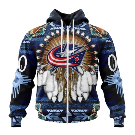 NHL Personalized Name And Number, Columbus Blue Jackets Special Native Costume Design,QTNHL Personalized Name And Number,080524B2691