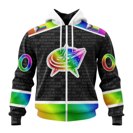 NHL Personalized Name And Number, Columbus Blue Jackets Special Pride Design Hockey Is For Everyone,QTNHL Personalized Name And Number,080524B2719