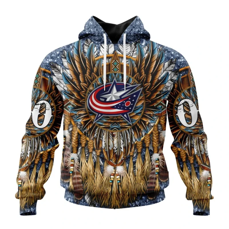 NHL Columbus Blue Jackets Special Native Costume Design,QTNHL080524A2747