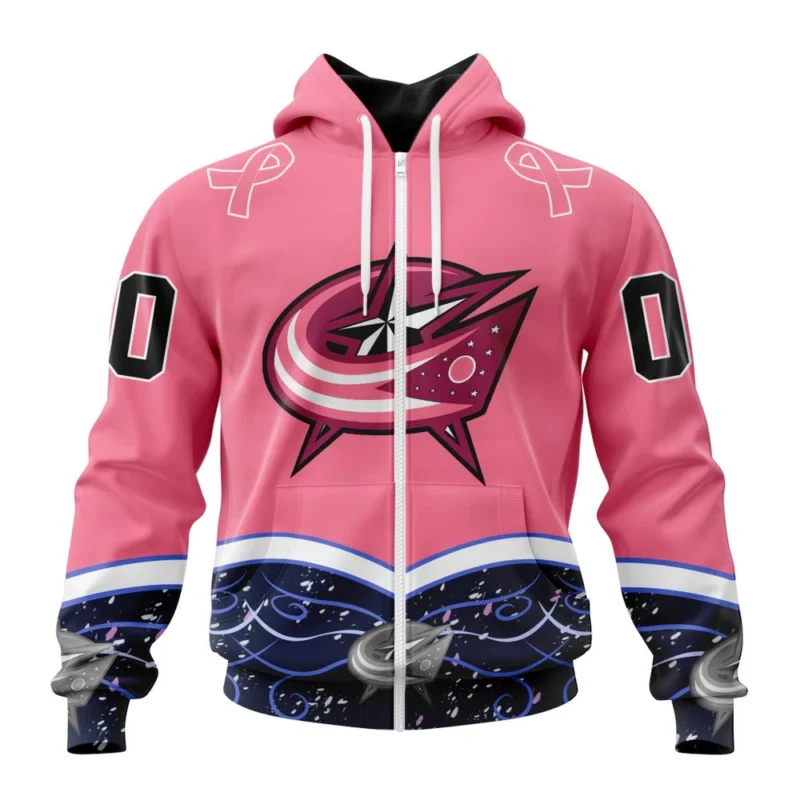 NHL Columbus Blue Jackets, Specialized Unisex For Hockey Fights Cancer,QTNHL 080524B2835