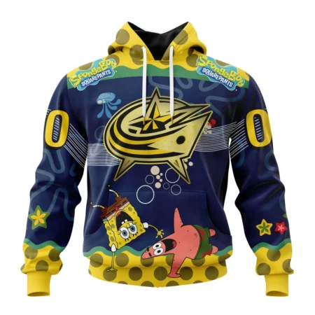 NHL Columbus Blue Jackets, Specialized Jersey With Spongebob,QTNHL080524A3331