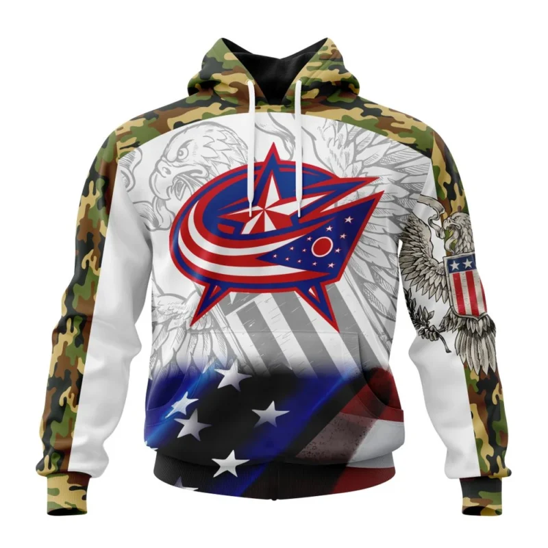 NHL Columbus Blue Jackets, Specialized Design With Our America Flag And Our America Eagle,QTNHL080524A3454