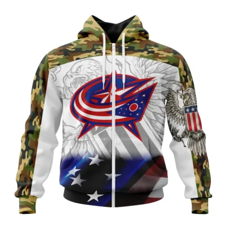 NHL Columbus Blue Jackets, Specialized Design With Our America Flag And Our America Eagle,QTNHL 080524B3454