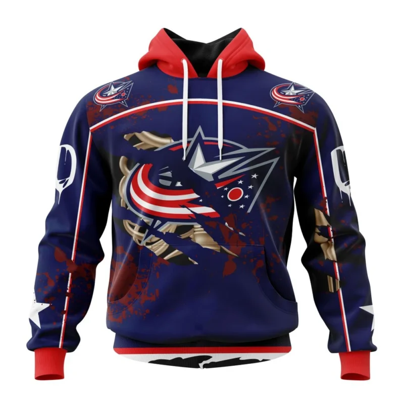 NHL Columbus Blue Jackets, Specialized Design Jersey With Your Ribs For Halloween,QTNHL080524A3515