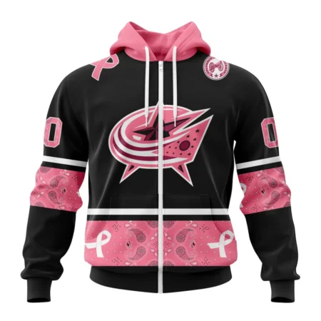 NHL Personalized Name And Number, Columbus Blue Jackets, Specialized Design In Classic Style With Paisley, In October We Wear Pink Breast Cancer,QTNHL Personalized Name And Number,080524B393