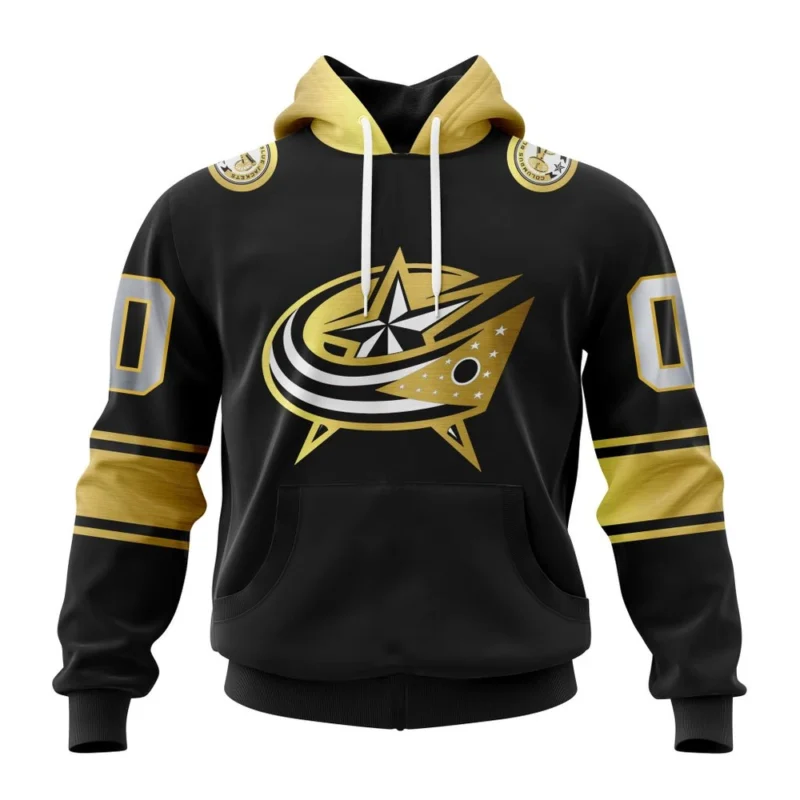 NHL Columbus Blue Jackets Special Black And Gold Design,QTNHL080524A780