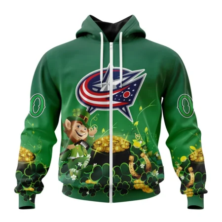 NHL Personalized Name And Number, Columbus Blue Jackets Special Design For St. Patrick' Day,QTNHL Personalized Name And Number,080524B910