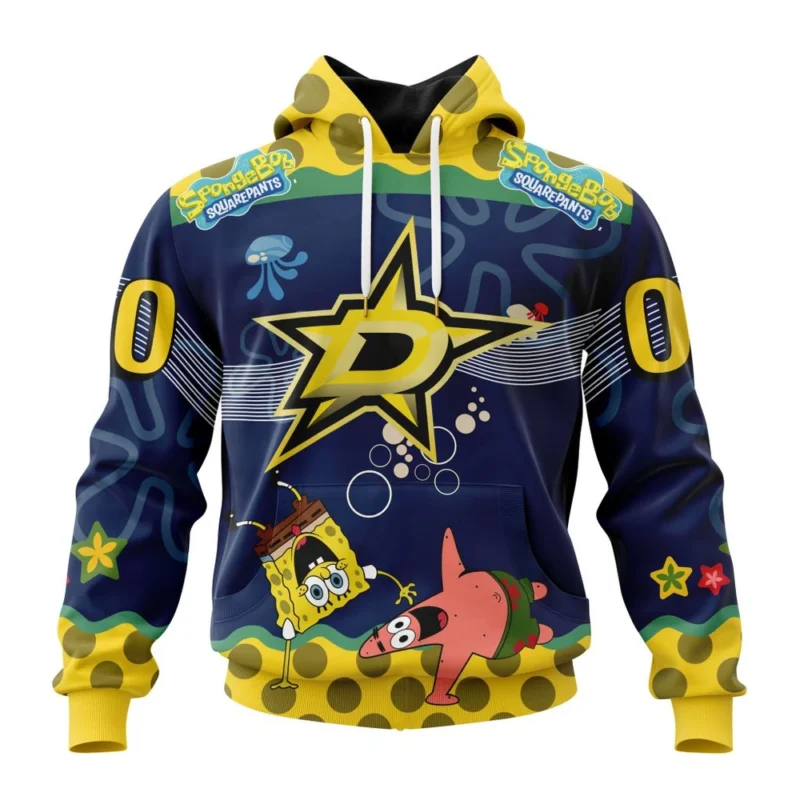 NHL Dallas Stars, Specialized Jersey With Spongebob,QTNHL080524A3328