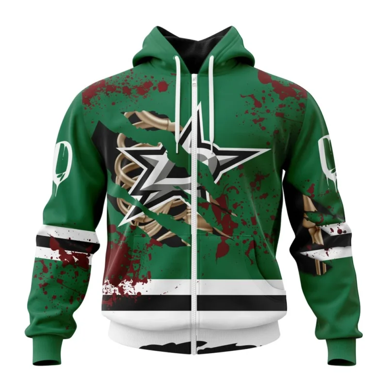 NHL Dallas Stars, Specialized Design Jersey With Your Ribs For Halloween,QTNHL 080524B3510