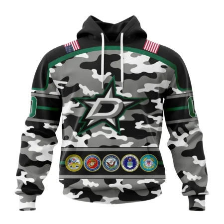 NHL Dallas Stars, Specialized Design Wih Camo Team Color And Military Force Logo,QTNHL080524A3540