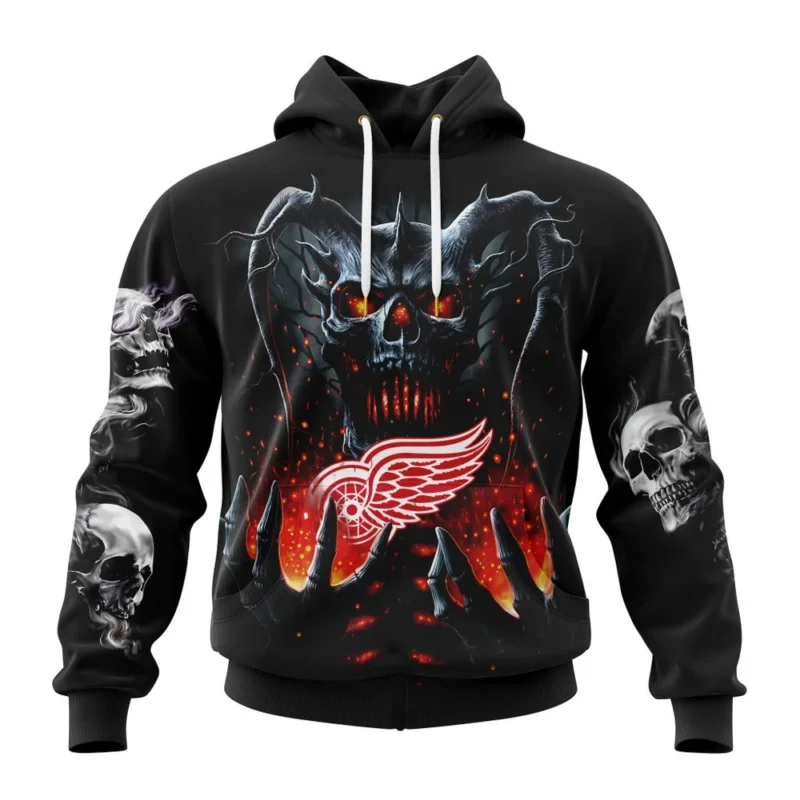 NHL Detroit Red Wings Special Skull Art Design,QTNHL080524A1221