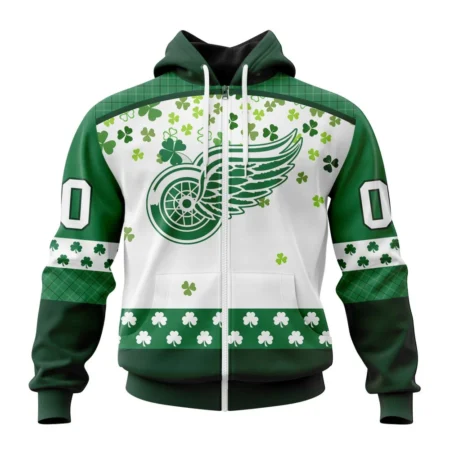 NHL Personalized Name And Number, Detroit Red Wings Special Design For St. Patrick Day,QTNHL Personalized Name And Number,080524B1252