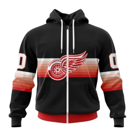 NHL Personalized Name And Number, Detroit Red Wings Special Black And Gradient Design,QTNHL Personalized Name And Number,080524B1414